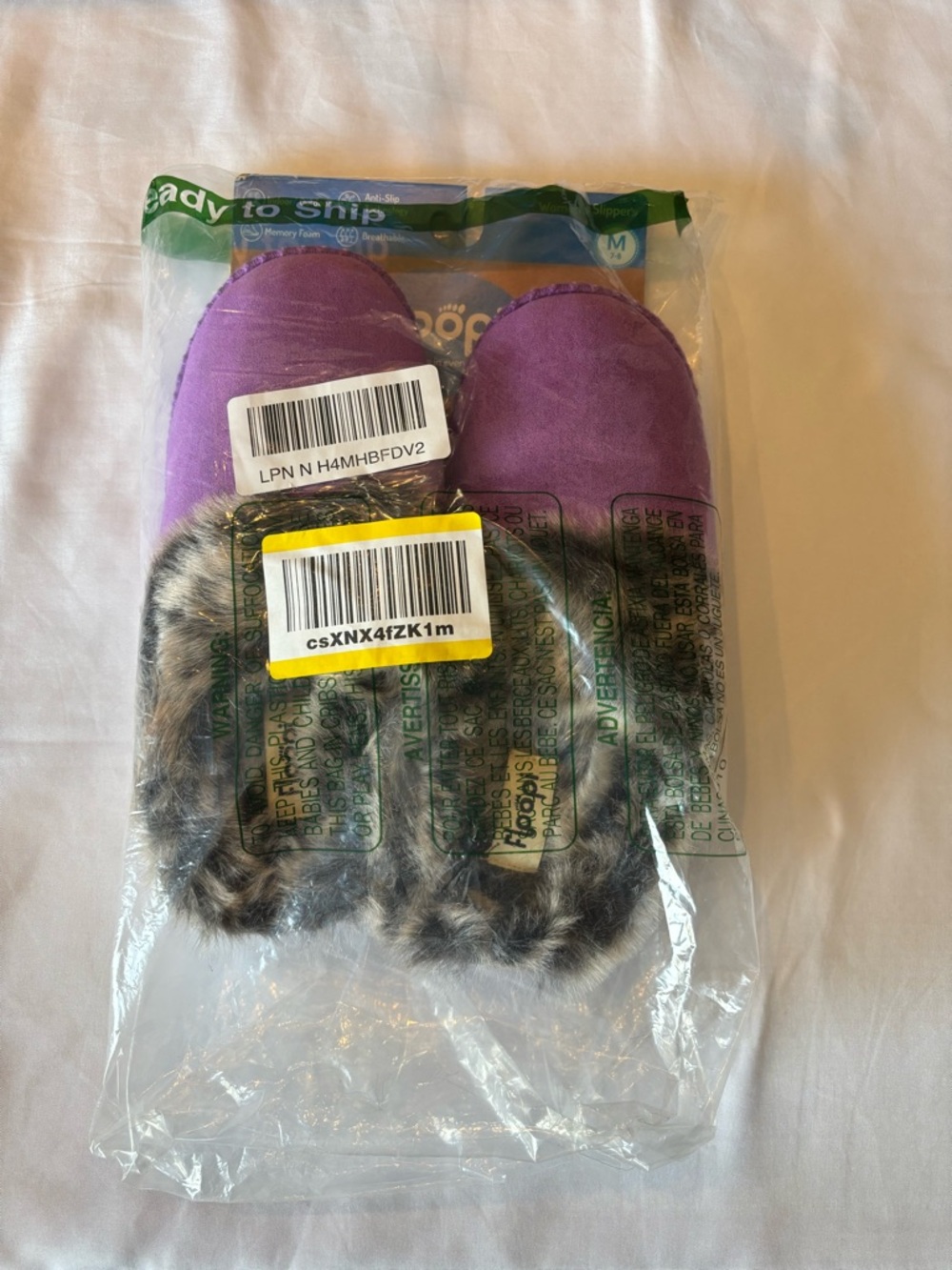 Plush Faux-Fur Lined Purple Women's Slippers